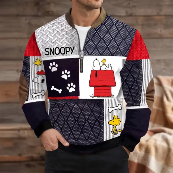 Alternative view of Snoopy 3D Knit Half-Zip Sweater-THK135870