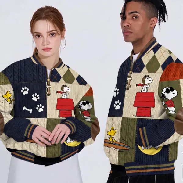 Alternative view of Snoopy 3D Knit Half-Zip Sweater-THK135869