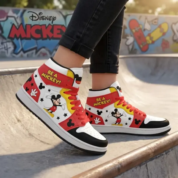 Alternative view of "Be A Mickey" Classic Cartoon Air Jordan High Top Shoes-THK135588