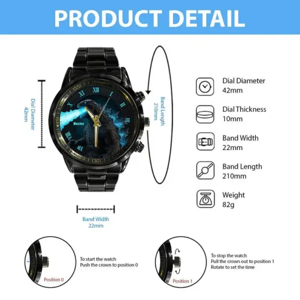 Godzilla Black Stainless Steel Watch -THK125003 - Image 6
