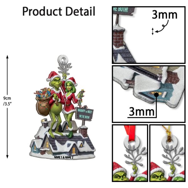 Personalized Grinch Naughty Or Nice Couple Christmas Ornament - Image 5
