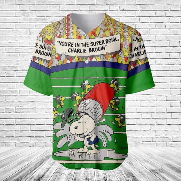 Alternative view of You're in the Super Bowl, Charlie Brown Baseball Jersey