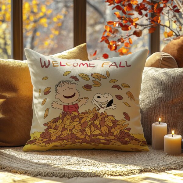 Welcome Fall Peanuts Faux Suede Pillow - Image 3
