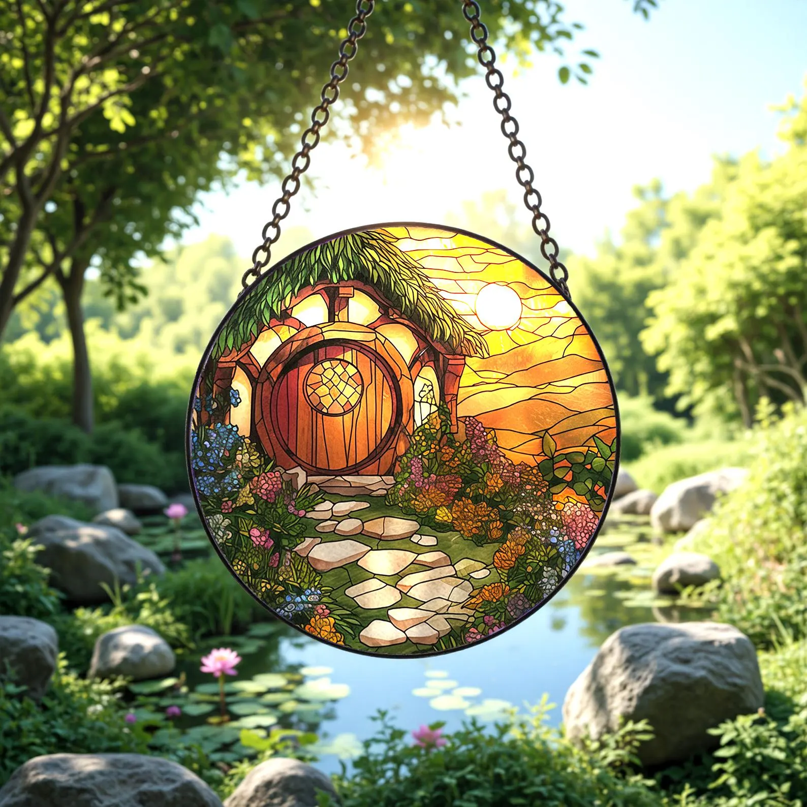 Lord of the Rings Hobbit Day Stained Glass Suncatcher - Image 3