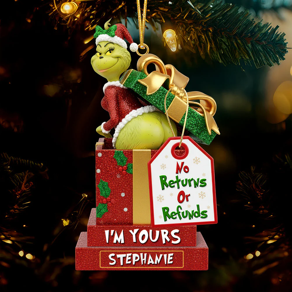 Personalized Gifts For Couple I'm Yours Grinch Christmas Ornament - Image 3