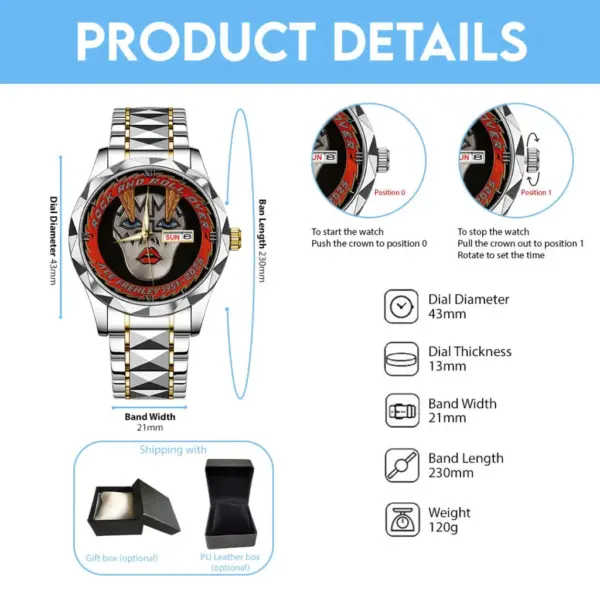 KISS x Ace Frehley Alloy Luxury Quartz Watch – 116832 - Image 4