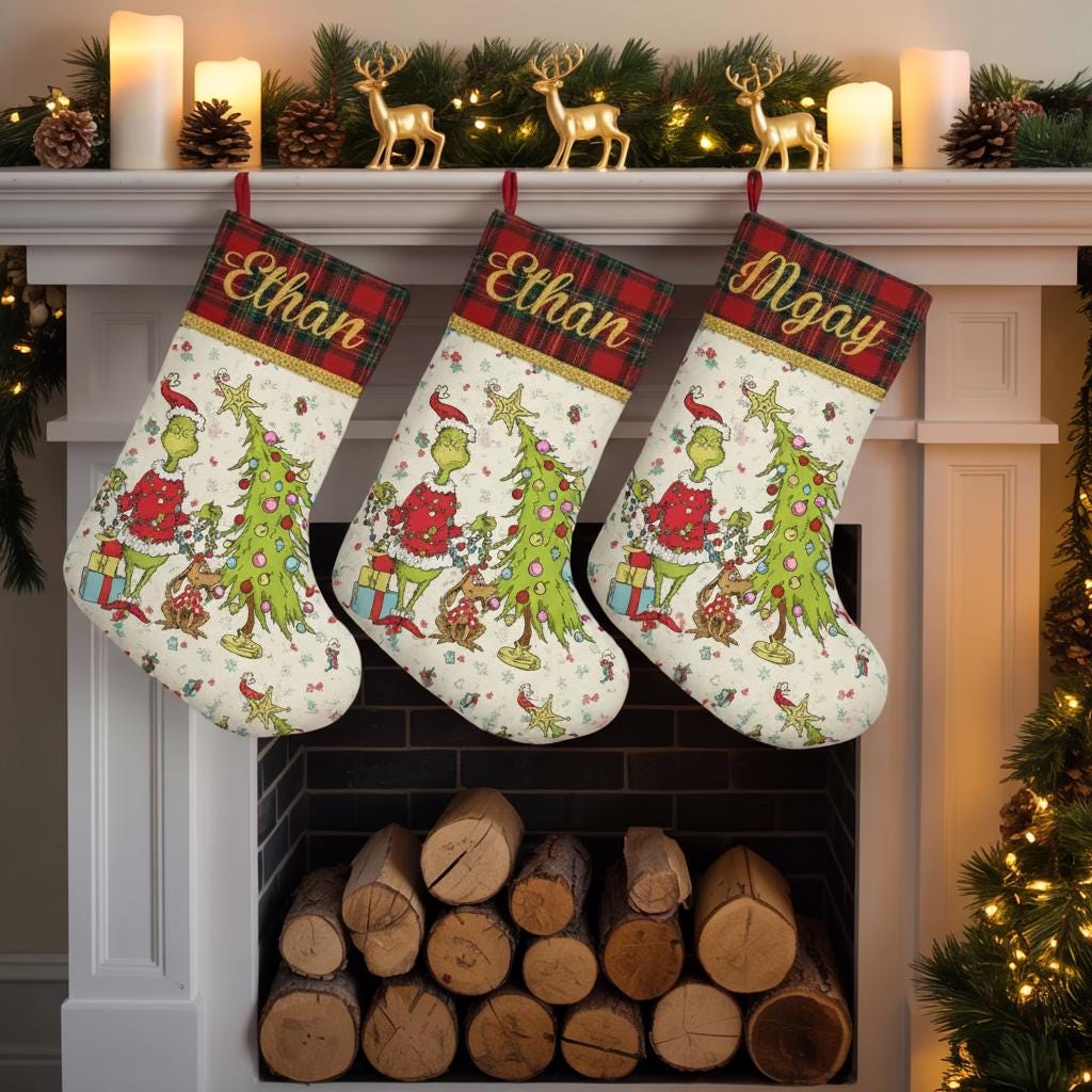 Personalized Grinch Christmas Stocking - Image 2