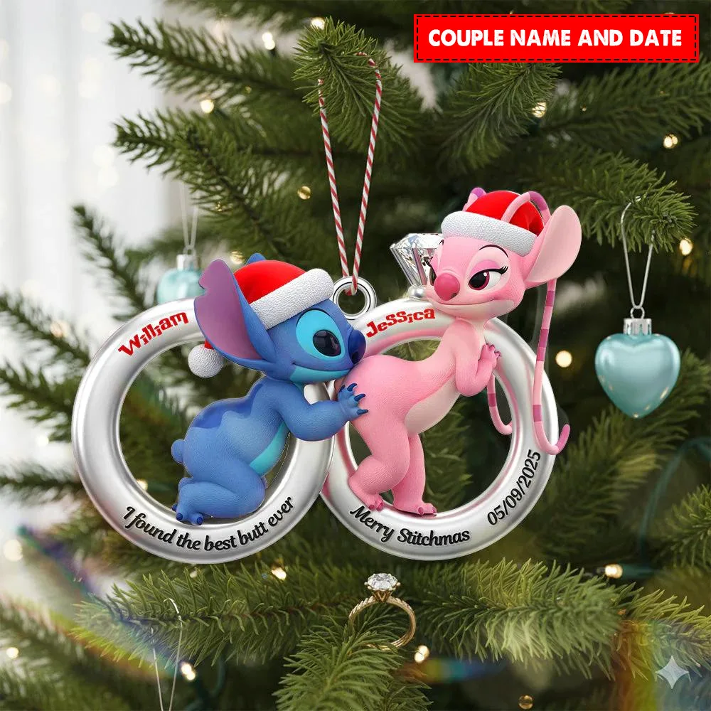 Personalized Stitch and Angel Gifts For Couple Christmas Ornament - Image 2