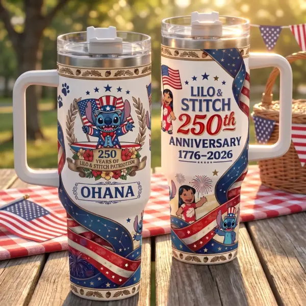Alternative view of Personalized Lilo & Stitch 250 Years of America 40oz Stanley Tumbler-THK132631
