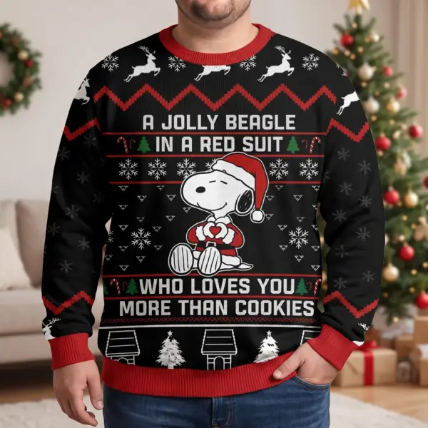 Alternative view of Snoopy Loves You More Than Cookies Ugly Sweater