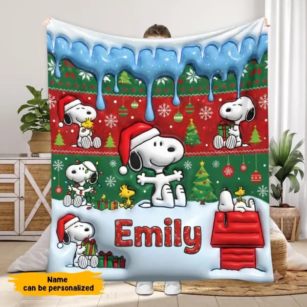 Personalized Snoopy Christmas Fleece Blanket-THK135989
