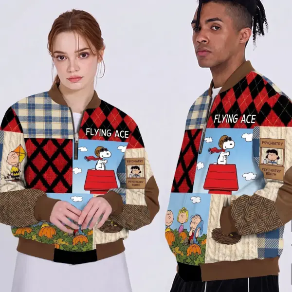 Alternative view of Snoopy 3D Knit Half-Zip Sweater-THK135871