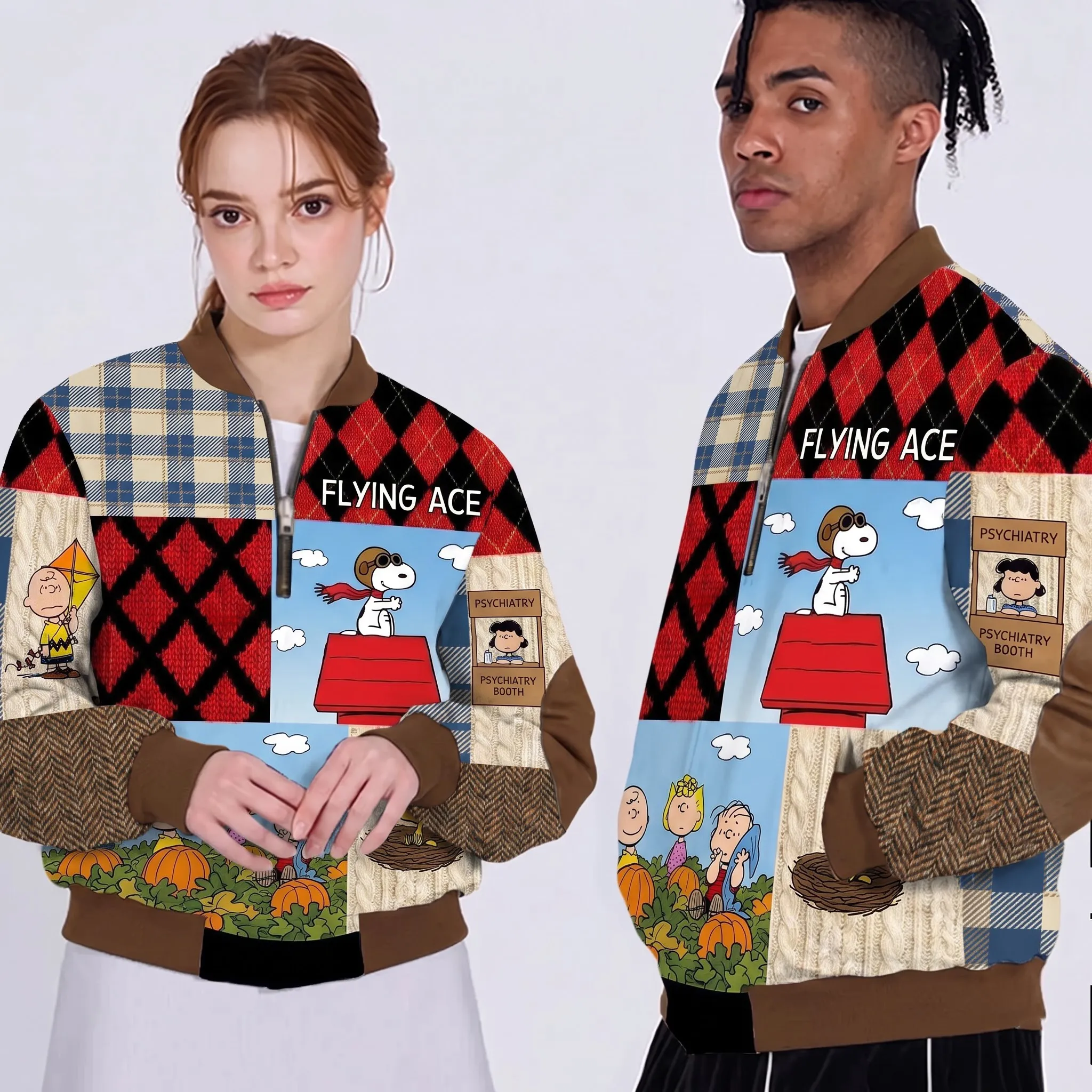 Snoopy 3D Knit Half-Zip Sweater-THK135871 - Image 2