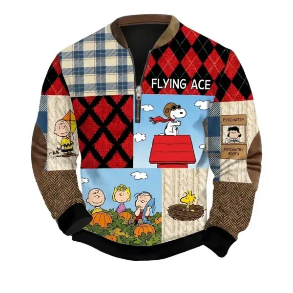 Snoopy 3D Knit Half-Zip Sweater-THK135871