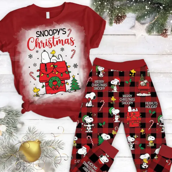 Snoopy Christmas Short Sleeve Pajamas Set-THK136244