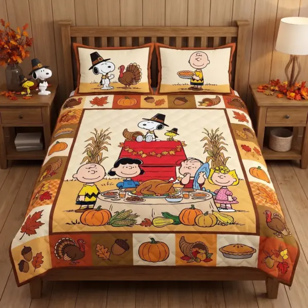 Snoopy & Friends Thanksgiving Quilt Bedding Set-THK136289