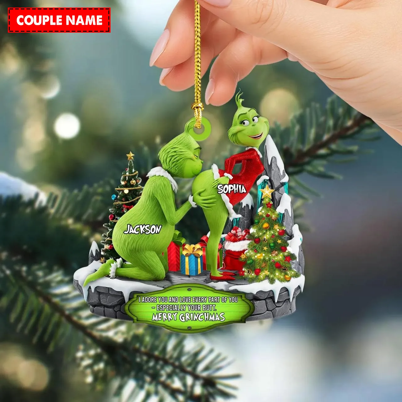 Personalized Merry Grinchmas Mr Mrs Christmas Ornament - Image 2