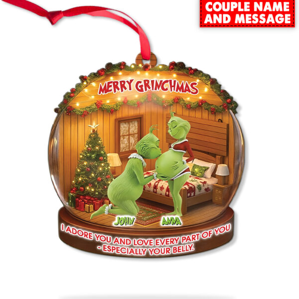 Personalized Green Monster Couple I Adore You And Love Every Part Of You Christmas Ornament - Image 7