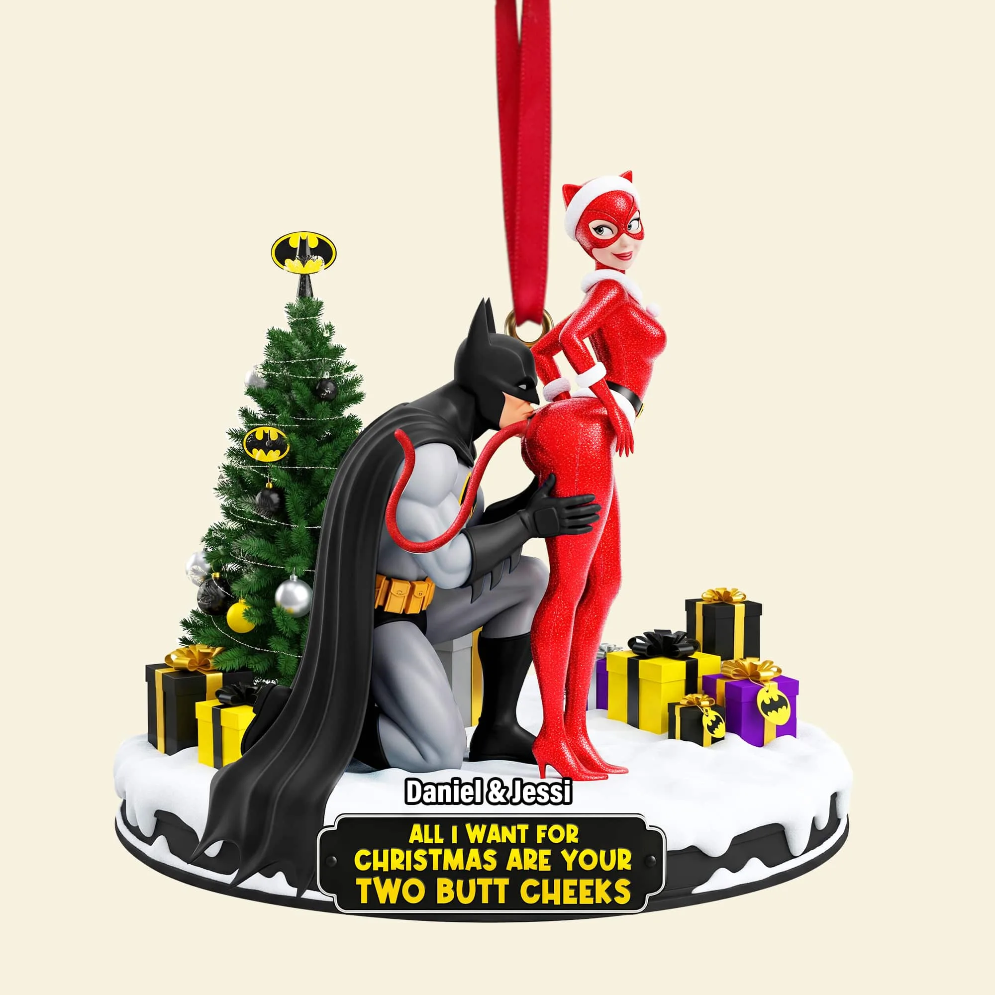 Personalized Cheeky Masked Couple Christmas Ornament - Image 2