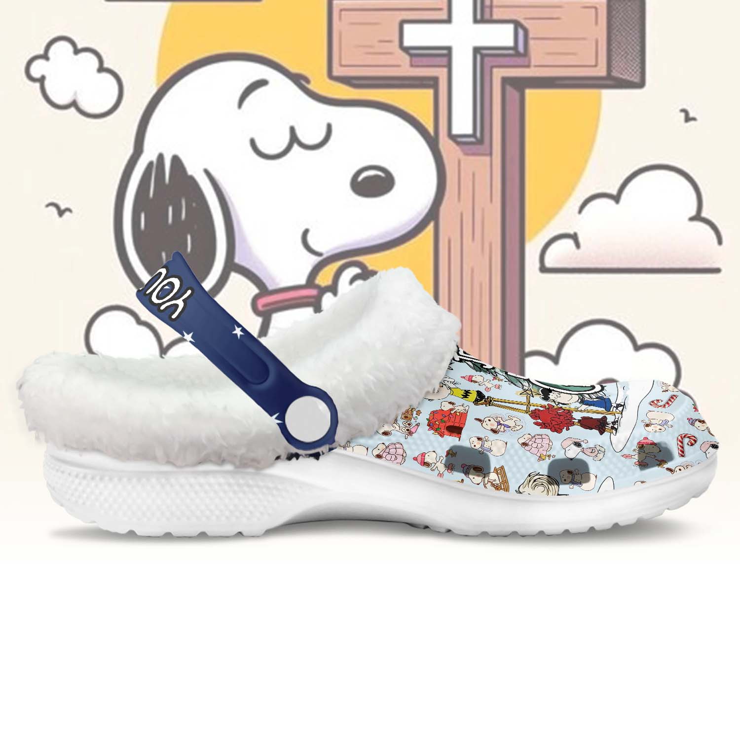 Personalized Snoopy Jesus Christmas Fleece Crocs Clogs - Image 2