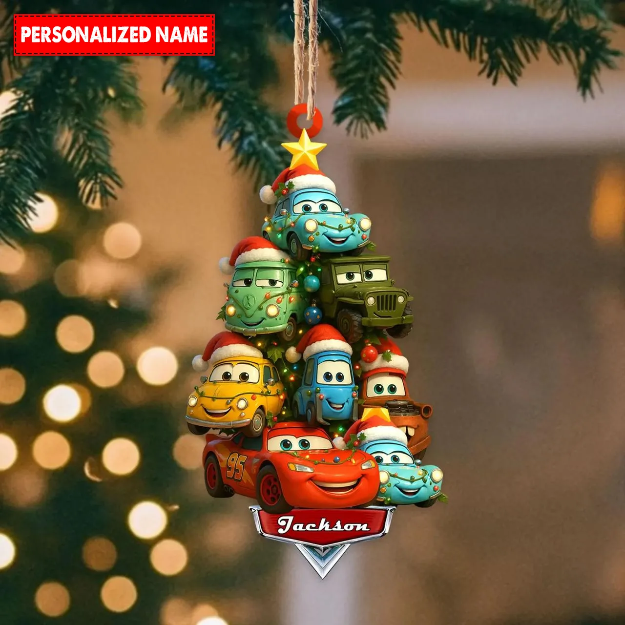 Personalized Name Car Characters Christmas Ornament - Image 3