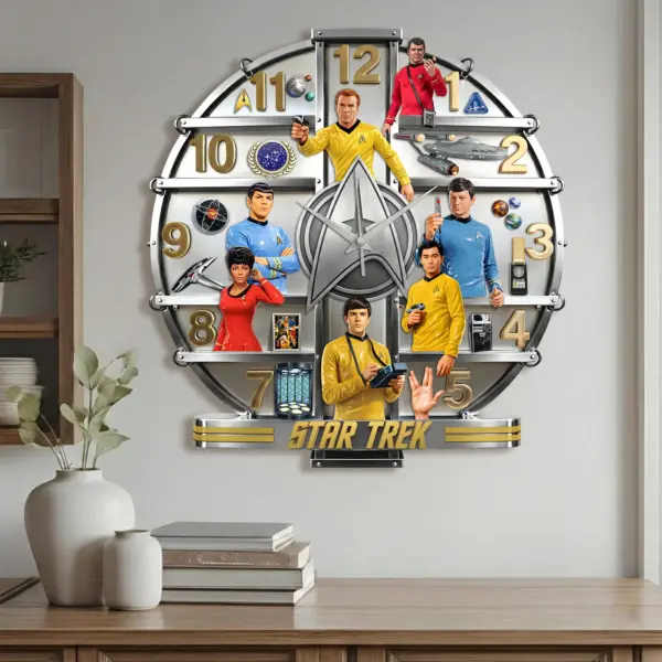 Alternative view of Star Trek Iconic Crew 3D Visual Effect Acrylic Wall Clock