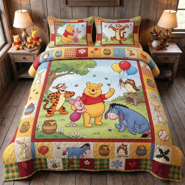 Winnie The Pooh Quilt Bedding Set-THK136548