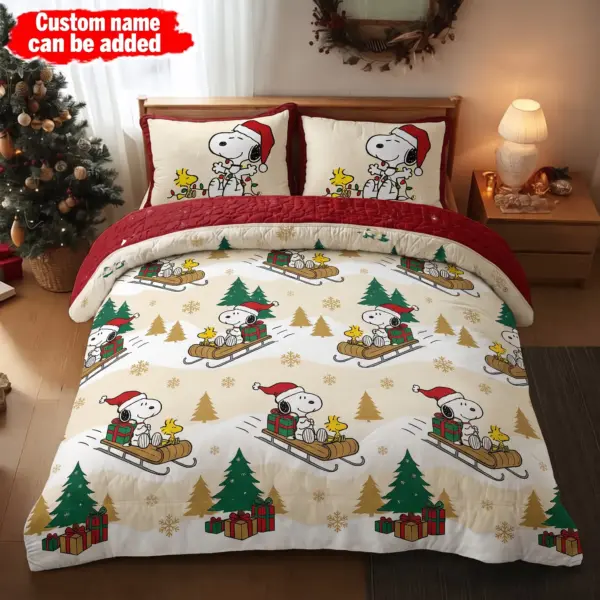 Personalized Snoopy Christmas Quilt Bedding Set-THK136603