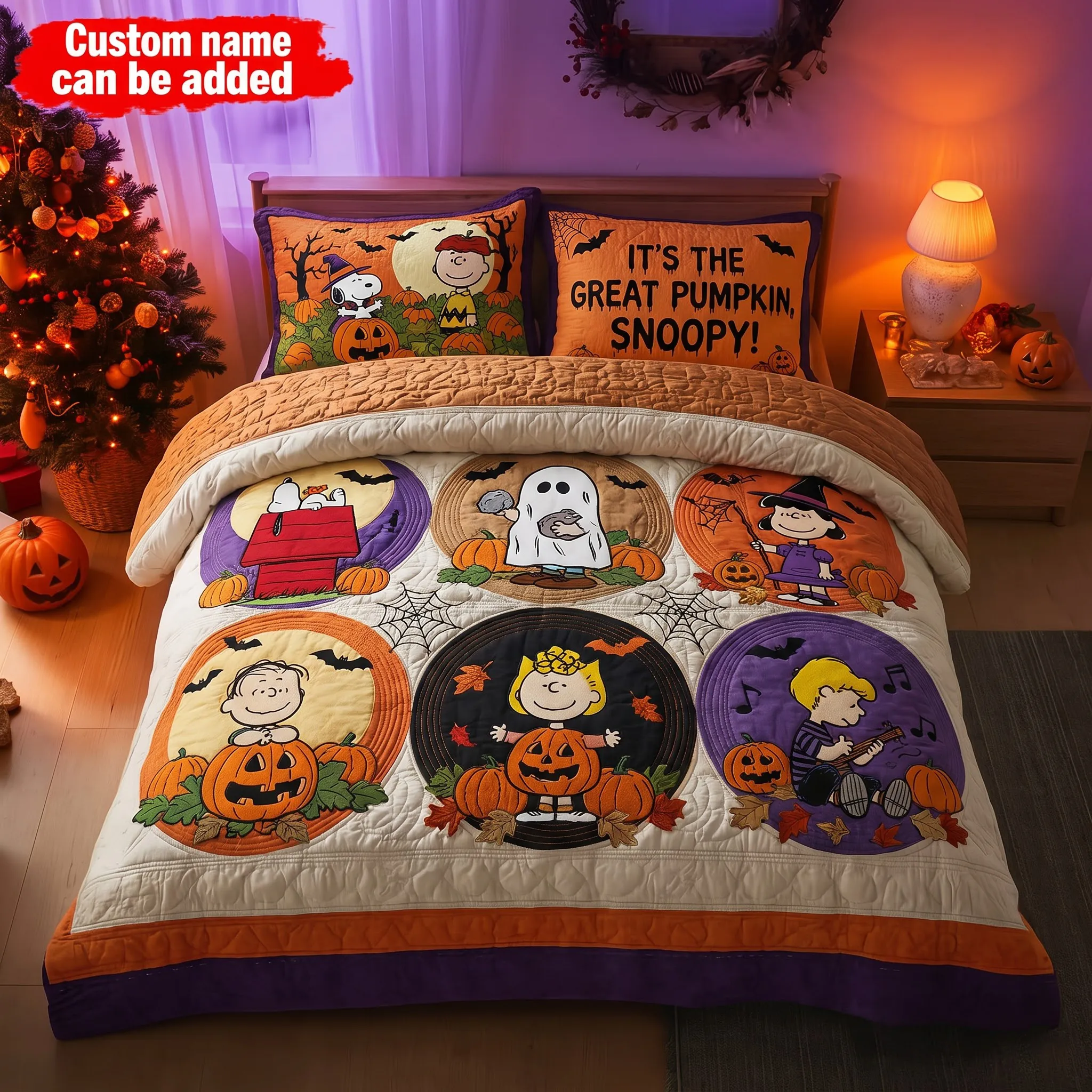 Snoopy Halloween Quilt Bedding Set-THK136604