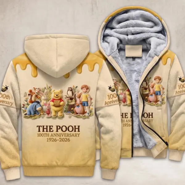 Winnie The Pooh 100th Anniversary 3D Fleece Zip Hoodie-THK136693