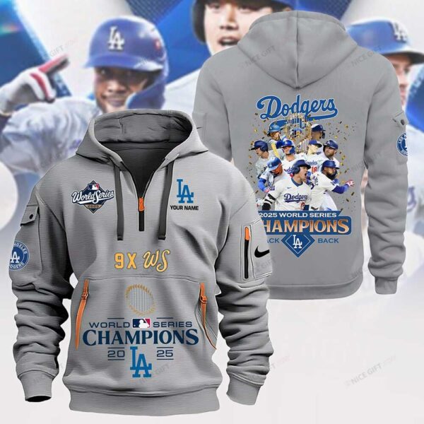 Los Angeles Dodgers 2025 World Series Champions 2D Quarter Zip Hoodie - Image 4