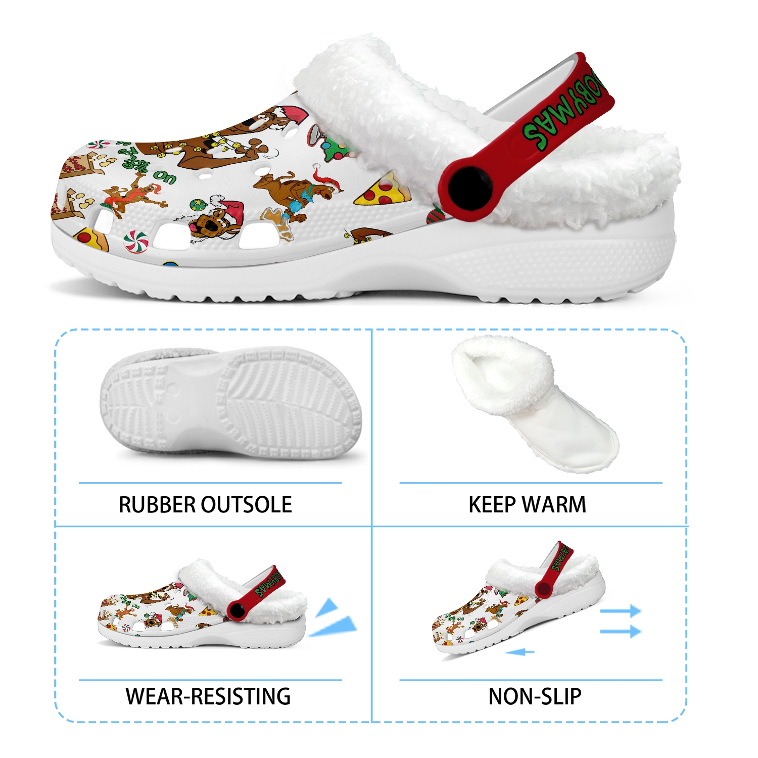 Scooby Doo x Christmas Fleece Crocs Crocband Clogs Shoes - Image 3