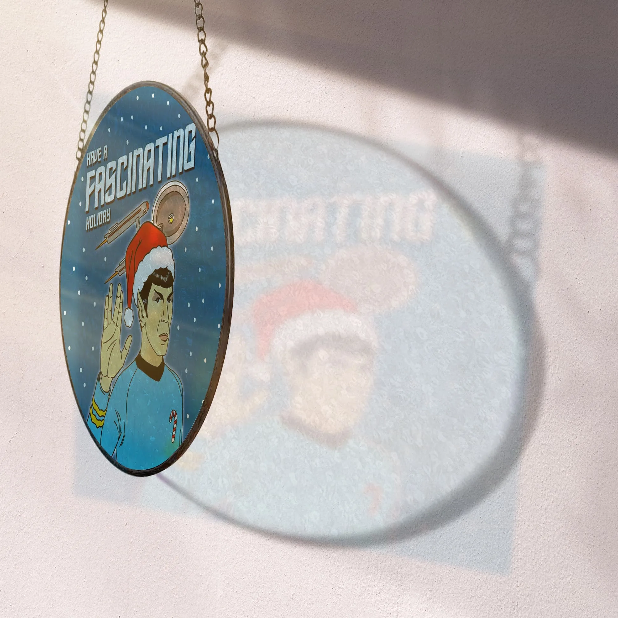 Star Trek Have A Fascinating Holiday Christmas Stained Glass Suncatcher - Image 3