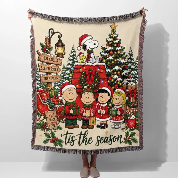 Snoopy Christmas Woven Blanket-THK138036