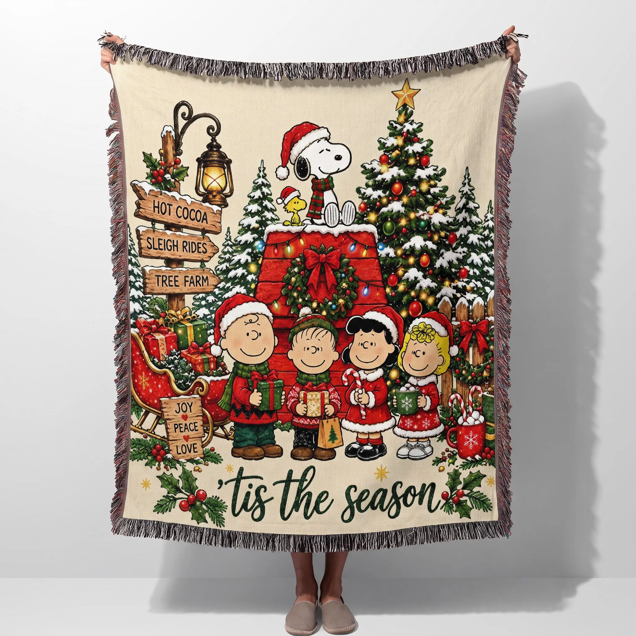 Snoopy Christmas Woven Blanket-THK138036