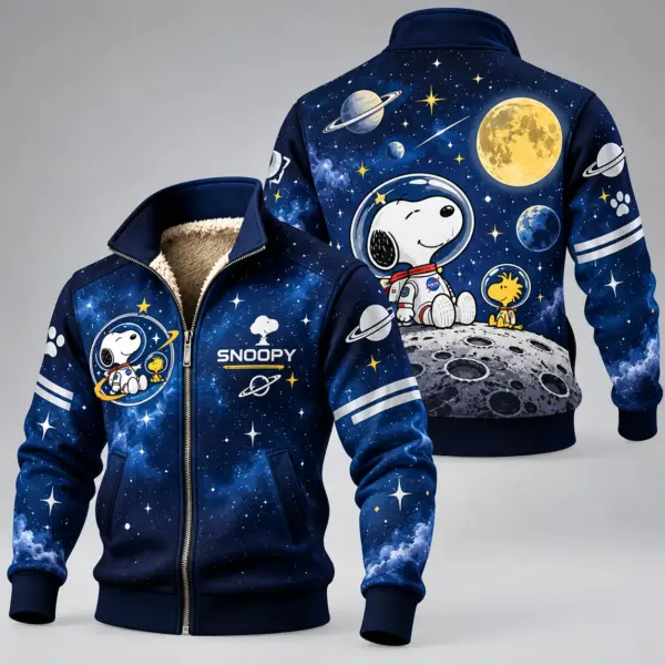 Snoopy Space Adventure Thick Knit Fleece Jacket-THK138030
