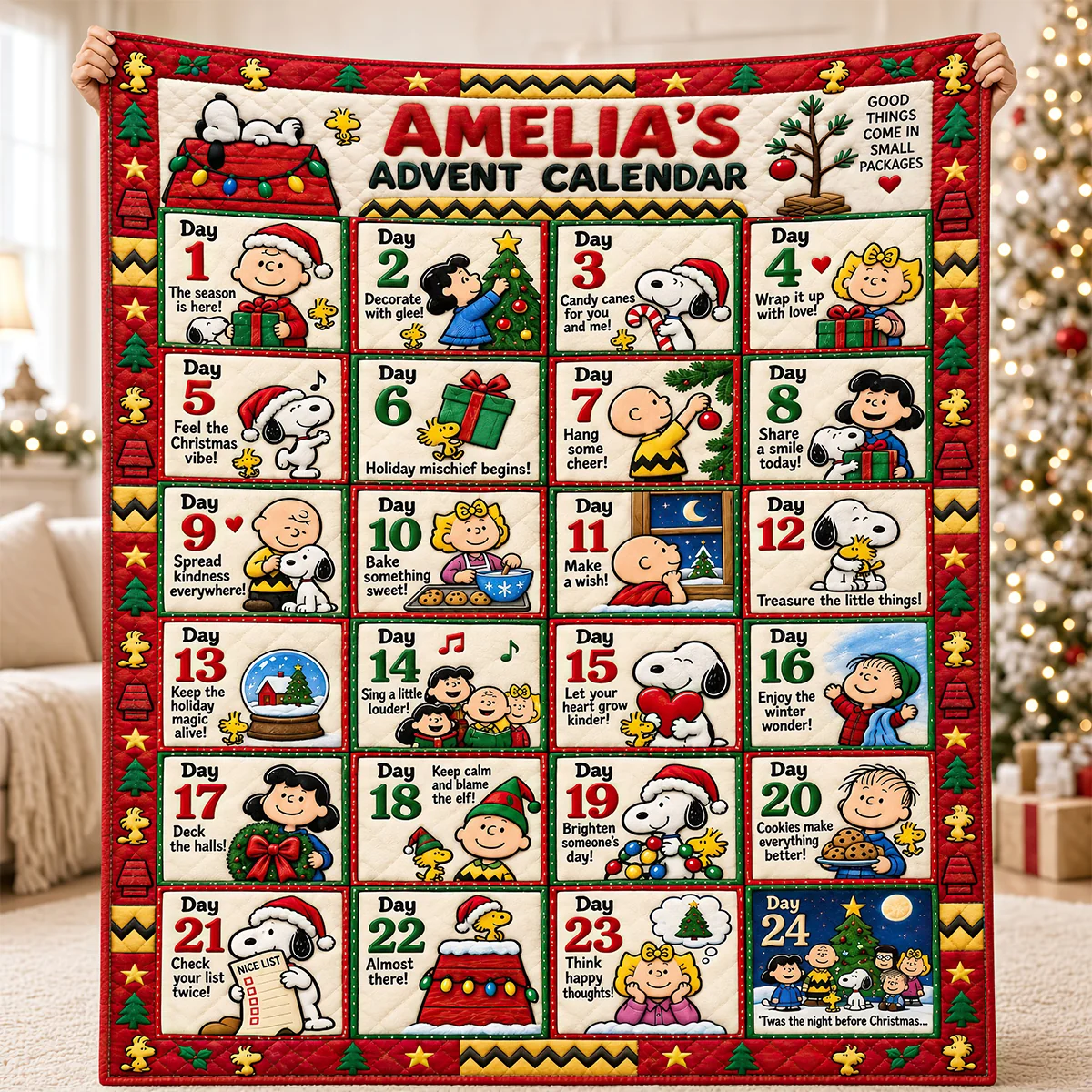 Snoopy Christmas Advent Calendar Blanket-THK137718