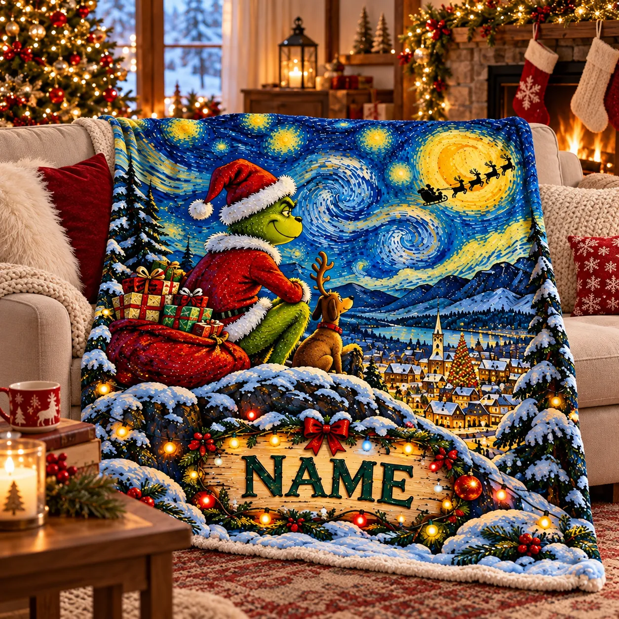 Personalized Grinch Starry Night Blanket-THK138125 - Image 2