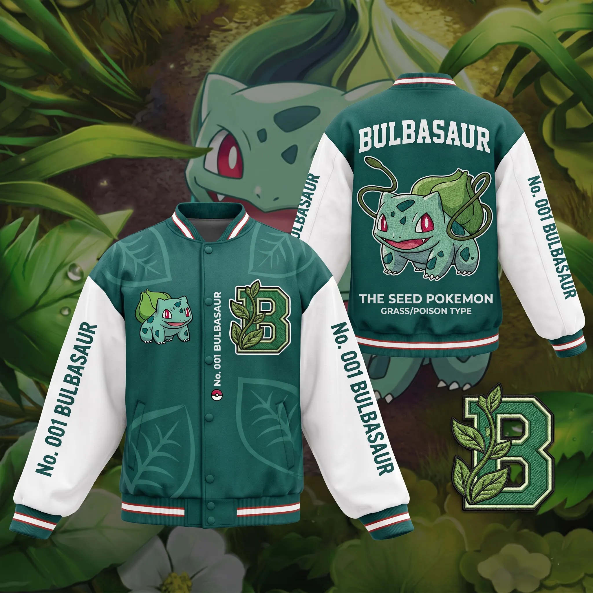 Pokémon Bulbasaur Quilted Varsity Jacket-THK137237