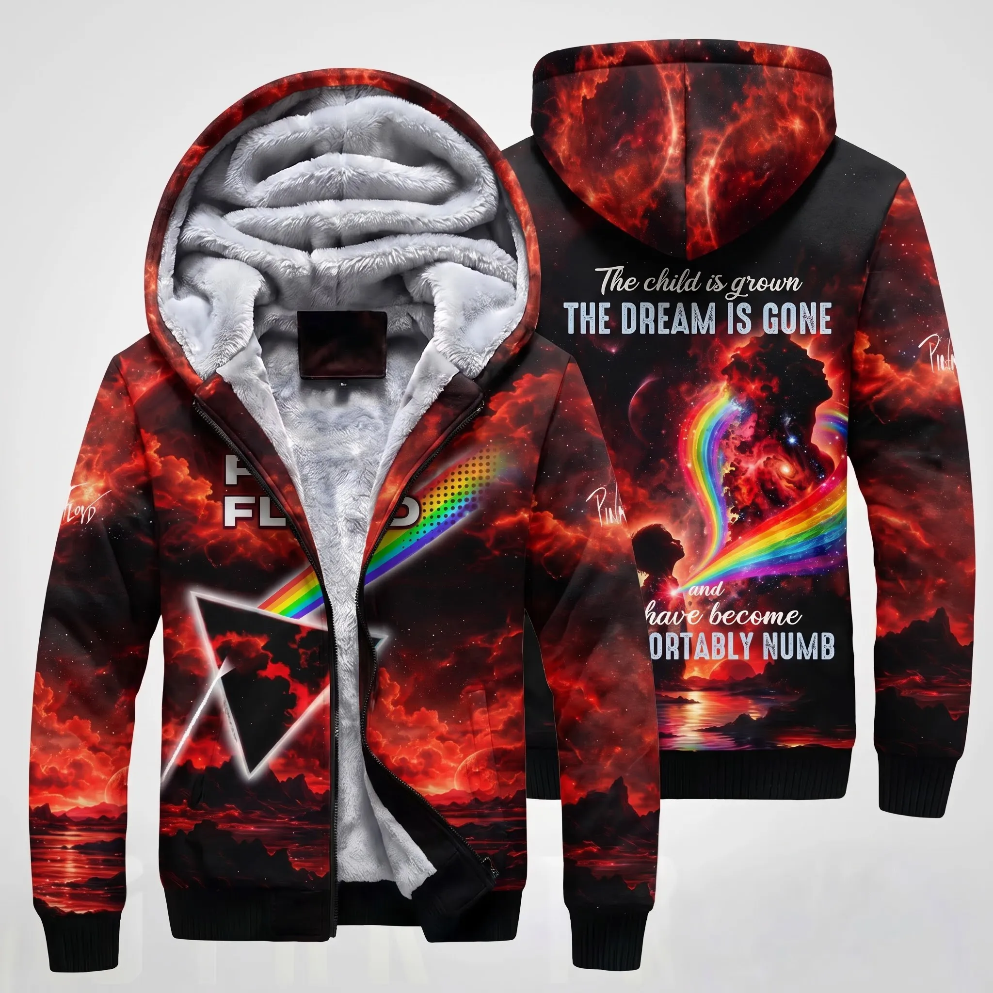 Pink Floyd "The Dream Is Gone" 3D Fleece Zip Hoodie-THK137294