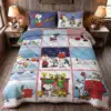 Snoopy Peanuts Winter Christmas Quilt Bedding Set