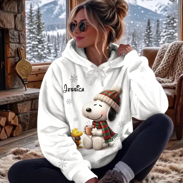 Personalized Snoopy & Woodstock Christmas Fleece Hoodie-THK137511