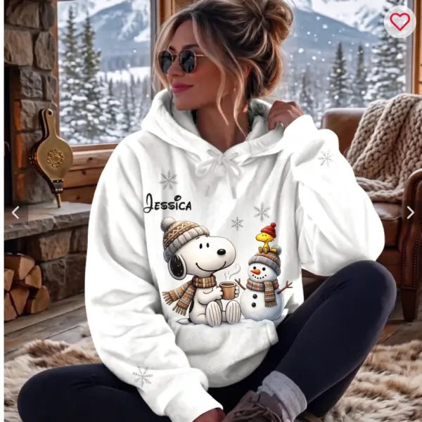 Personalized Snoopy & Woodstock Christmas Fleece Hoodie-THK1137518