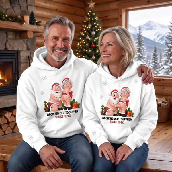 Alternative view of Personalized Holiday Naughty Santa Couple Fleece Hoodie-THK137619