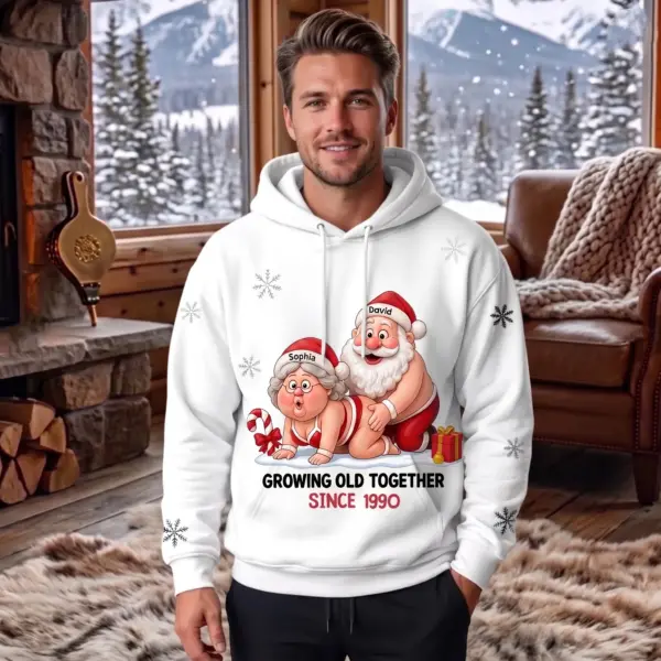 Personalized Holiday Naughty Santa Couple Fleece Hoodie-THK137631 - Image 3