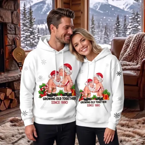 Personalized Holiday Naughty Santa Couple Fleece Hoodie-THK137630 - Image 3