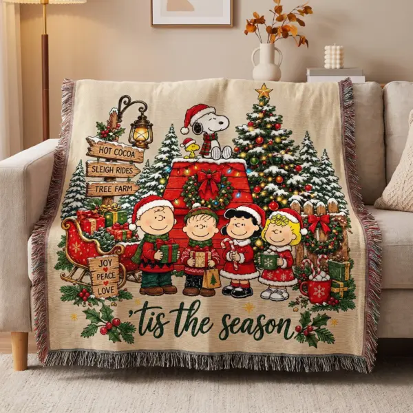 Alternative view of Snoopy Christmas Woven Blanket-THK138036