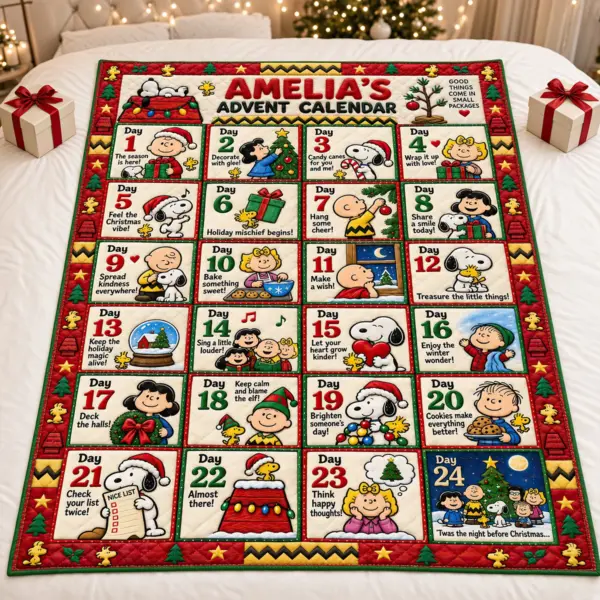 Alternative view of Snoopy Christmas Advent Calendar Blanket-THK137718
