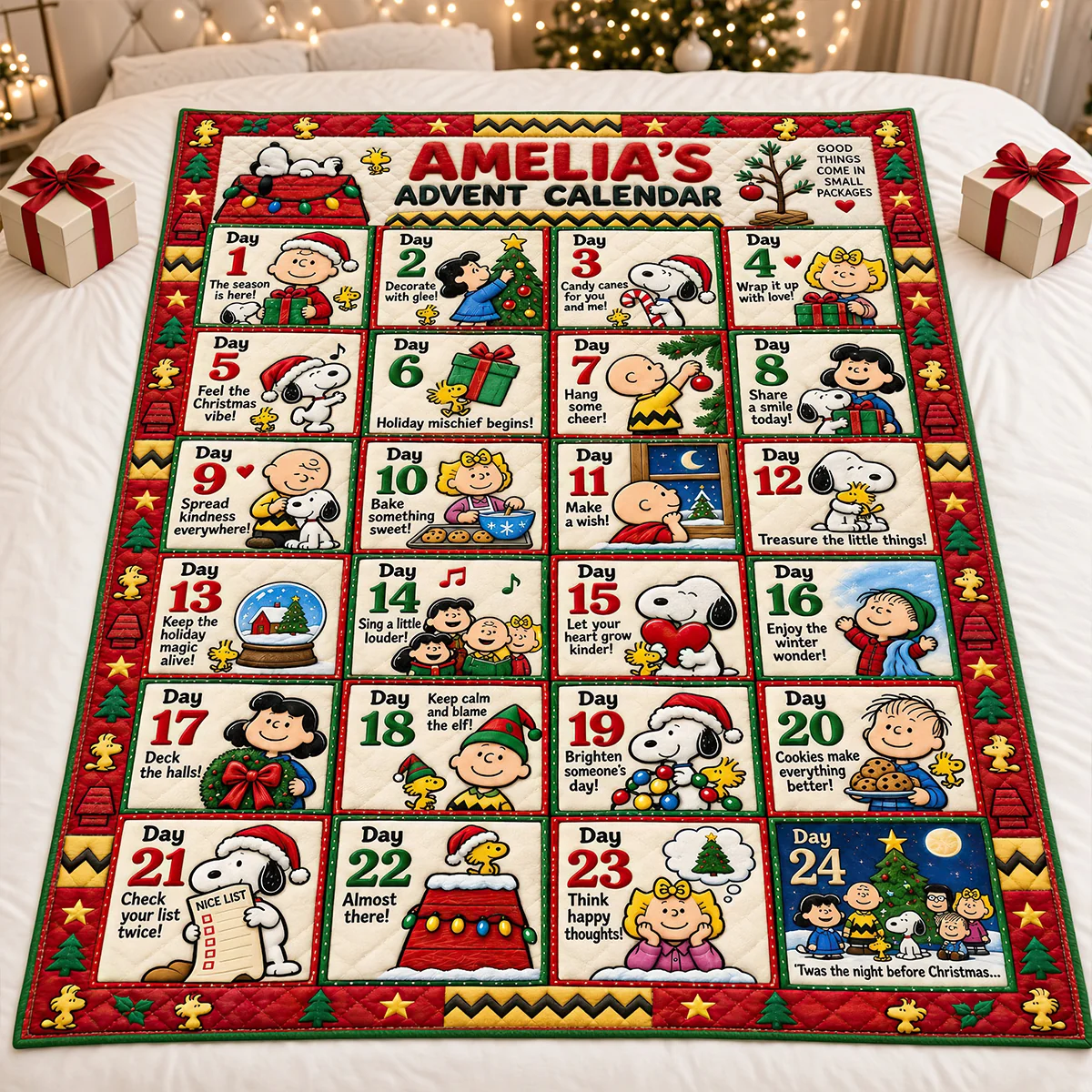 Snoopy Christmas Advent Calendar Blanket-THK137718 - Image 2