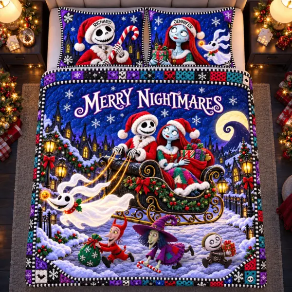 Alternative view of Spooky Couple Christmas Quilt Bedding Set-THK137265